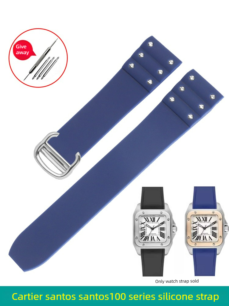 Cartier Watch Santos - สำหรับคาร์เทียร์ ซานโตส ซานโตสสายนาฬิกาซิลิโคนยางแบบพับได้ ขนาด 21 มม.