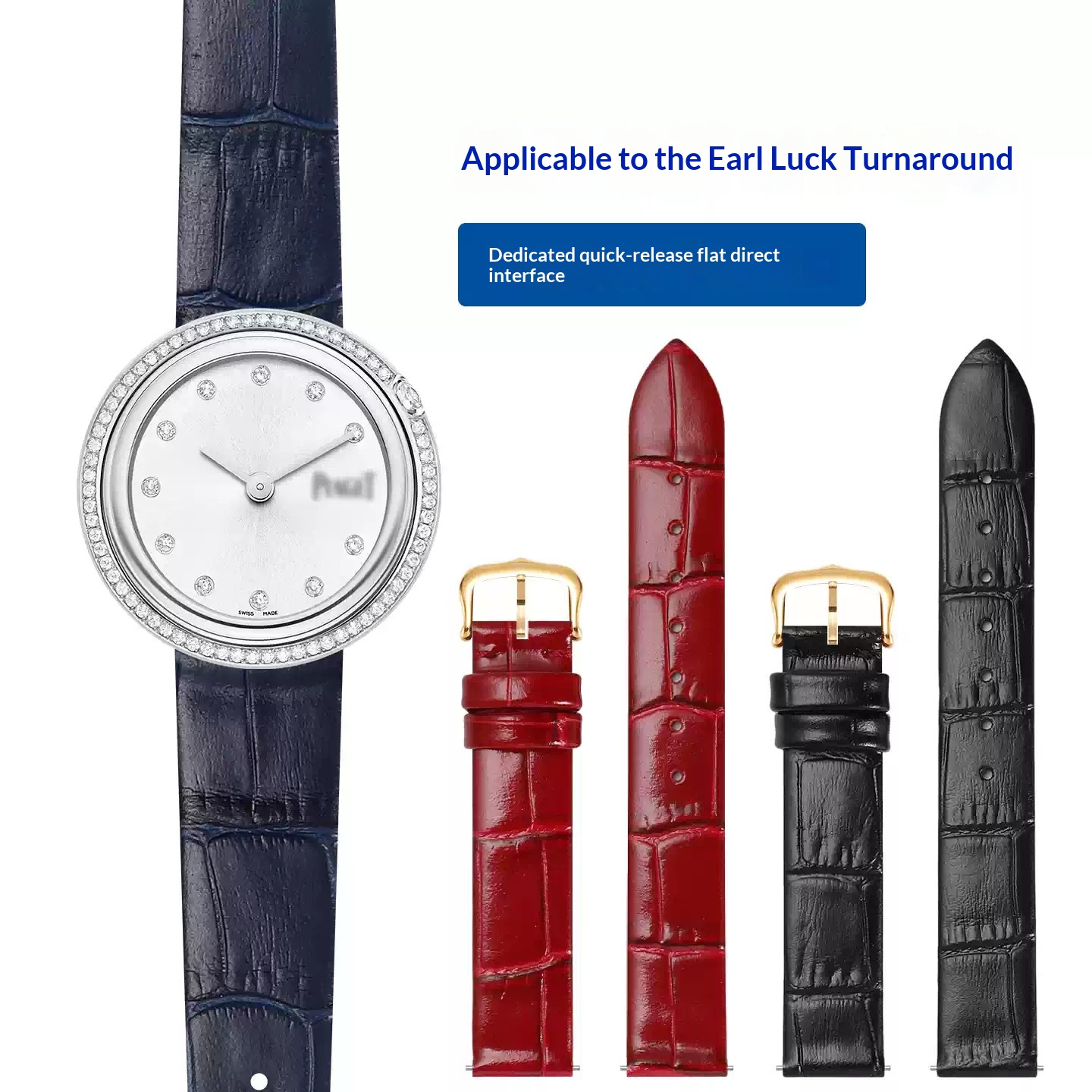 Leather Strap Quick Release - สายนาฬิกาหนังแท้สำหรับ Piaget Possession GALA อินเทอร์เฟซแบบปลดเร็ว ลายจระเข้