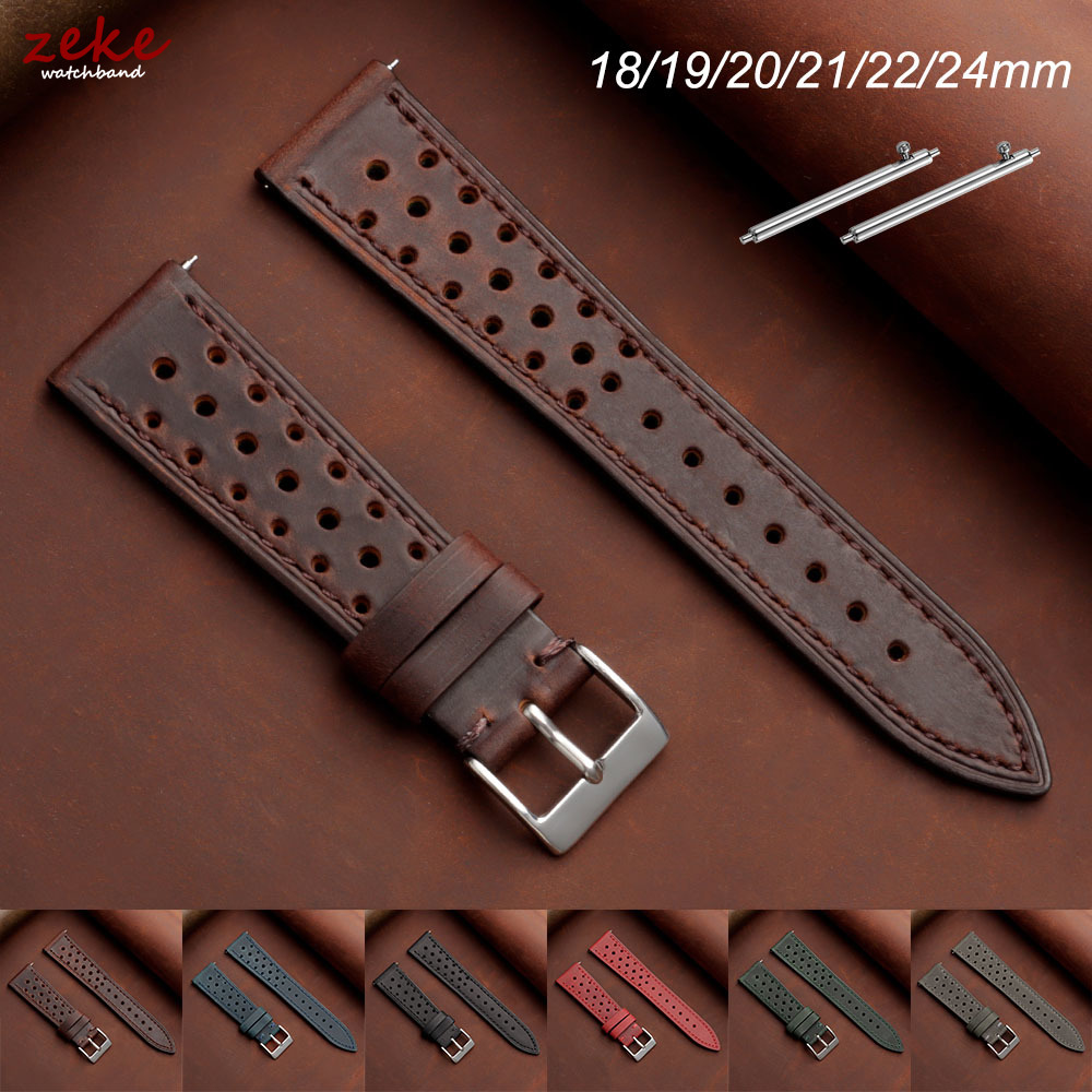 Leather Strap Quick Release - สายนาฬิกาหนังวินเทจสำหรับโอเมก้า 18 มม. 19 มม. 20