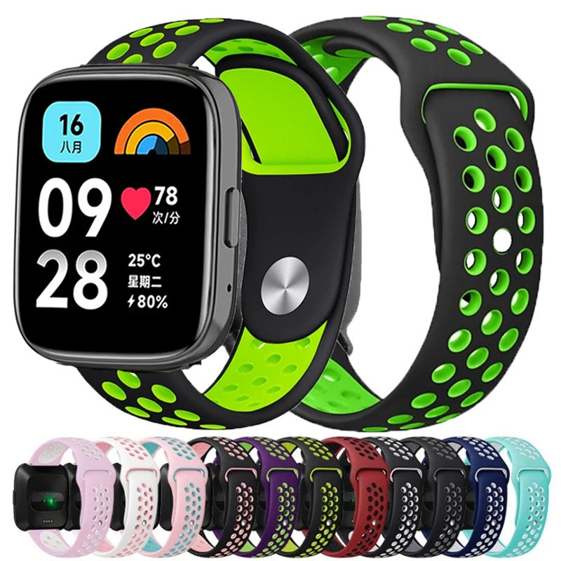 Silicone Watch Band 22Mm - 22 มม.ระบายอากาศซิลิโคนที่มีสีสันสําหรับ Redmi Watch 3 Lite/3