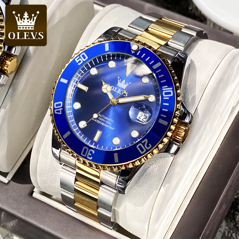 Rolex Watch Datejust - OLEVS นาฬิกานาฬิกาออโตเมติกผู้ชายสำหรับผู้ชาย, นาฬิกาดำน้ำดูหรูหรากันน้ำสแตนเลสเรืองแสงนาฬิกากลไกธุรกิจ