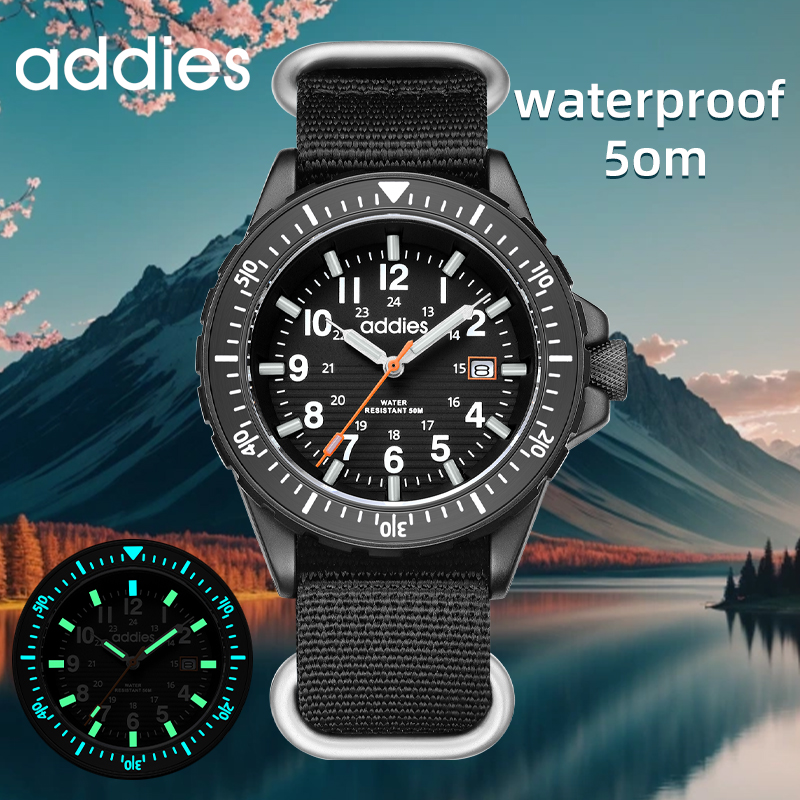 Rolex Watch Submariner - ADDIES 2026 นาฬิกาควอทซ์กีฬาผู้ชายรุ่นใหม่สายไนลอนนาฬิกากันน้ำสำหรับว่ายน้ำแบบเรืองแสงนาฬิกาควอทซ์แฟชั่นกลางแจ้ง