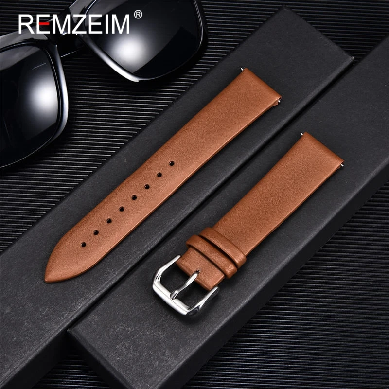Suede Strap Watch - Ultra-thin ของแท้หนังนาฬิกาเข็มขัดนาฬิกาข้อมือ 8mm 10mm 12mm 14mm
