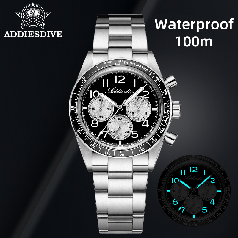 Rolex Watch Submariner - ADDIESDIVE AD2543 ผู้ชายหรูหราควอตซ์โครโนกราฟนาฬิกา 37 มม.กรอบเซรามิค 100M