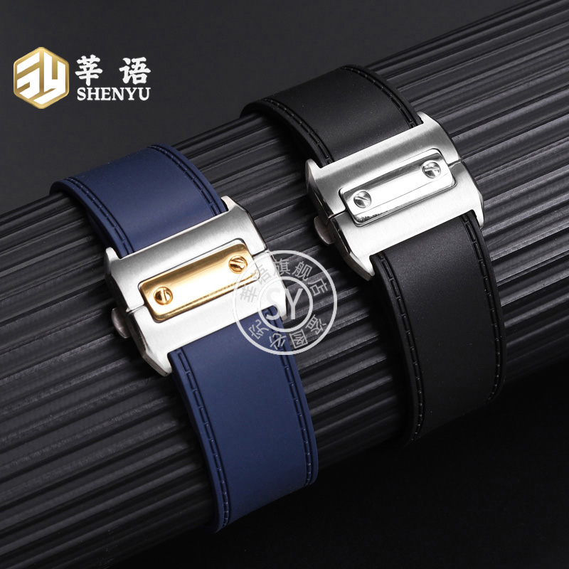 SHENYU สายนาฬิกายางซิลิโคนสำหร - Cartier Watch Santos บทวิจารณ์และราคา