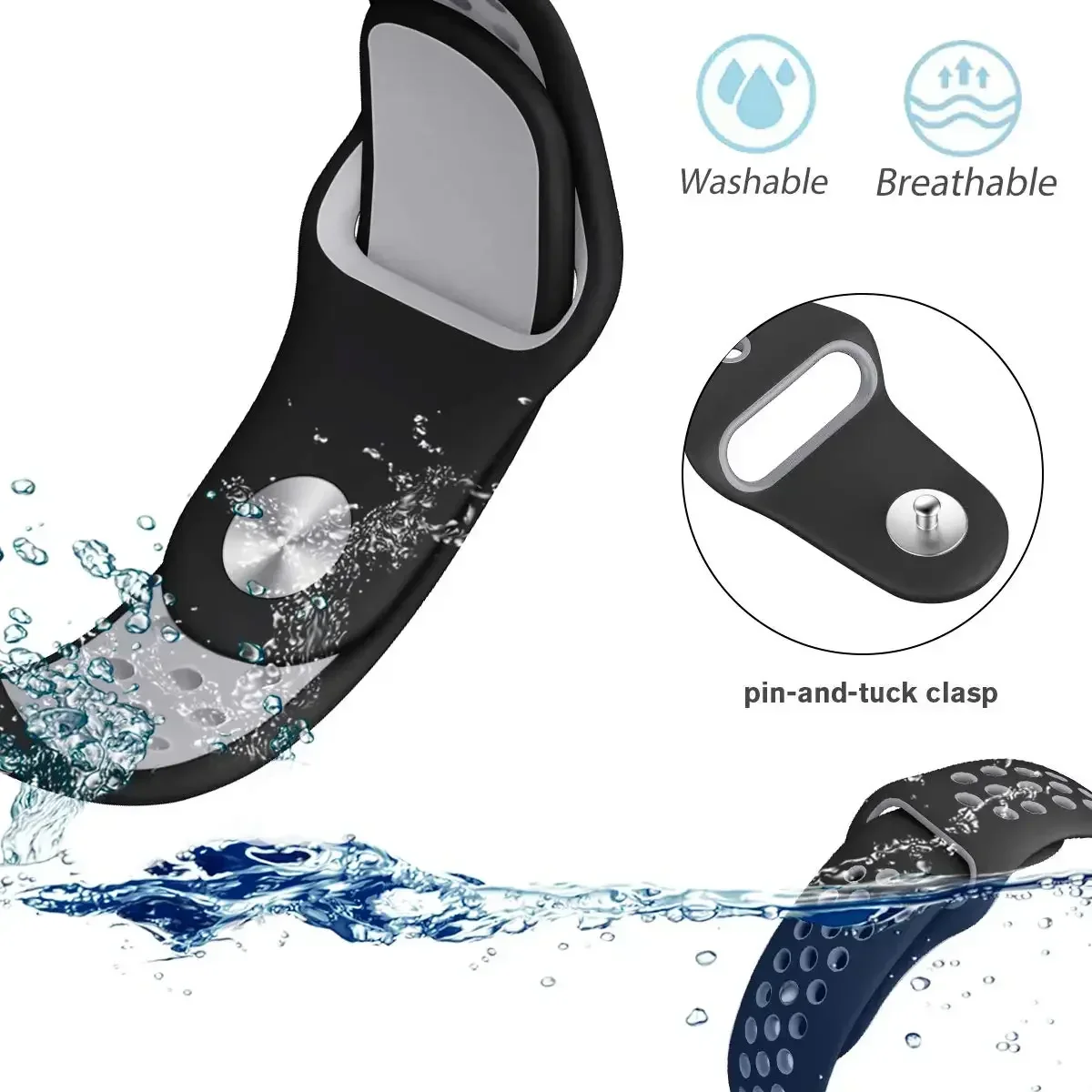 22 มม.ระบายอากาศซิลิโคนที่มีสี - Silicone Watch Band 22Mm บทวิจารณ์และราคา