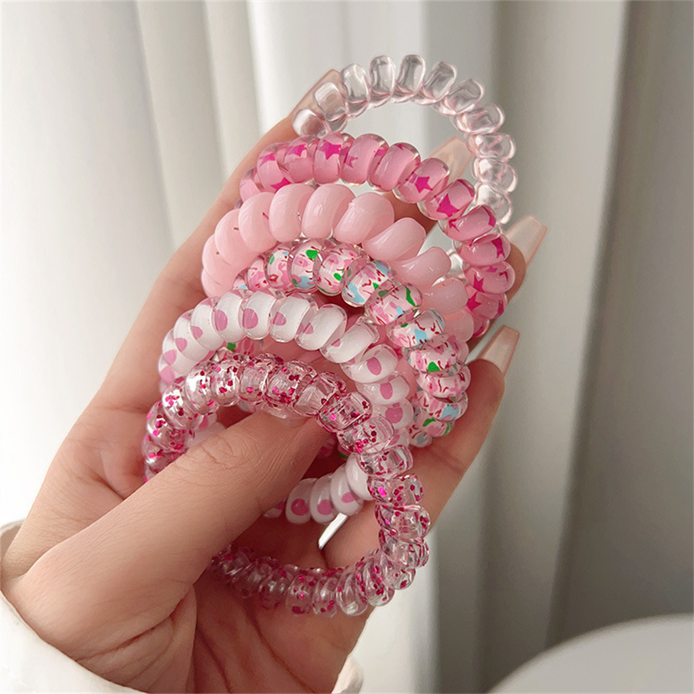 6pcs หวานน่ารักสีสันเกลียวผมเร - Silicone Band Women บทวิจารณ์และราคา
